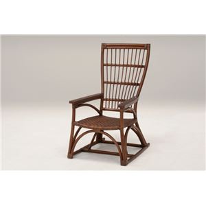 アームチェア/籐椅子 肘付き ハイバック仕様 座面高36.5cm ブラウン  商品写真2