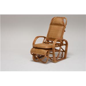クッション入り三ツ折椅子(籐製パーソナルチェア) 肘付き 高級手編みシート ブラウン  商品写真4