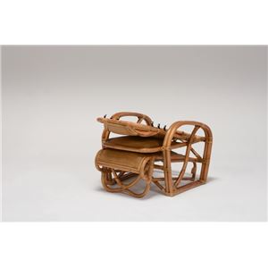 クッション入り三ツ折椅子(籐製パーソナルチェア) 肘付き 高級手編みシート ブラウン  商品写真5