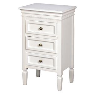 アンティーク調 サイドチェスト/収納ケース 3段 【ホワイト 幅43cm】 引き出し 脚付き 木製 『デュエット』 〔リビング〕【代引不可】