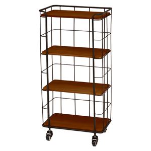 スチールラック/収納棚 【幅40.5cm ブラック】 4段 キャスター付き スチール KR-3844BK 『デポシリーズ』 〔リビング〕【代引不可】