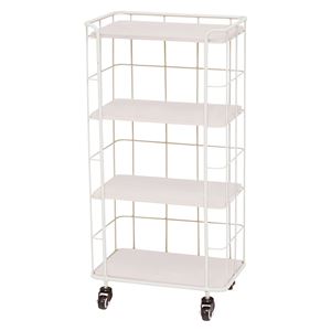 スチールラック/収納棚 【幅40.5cm ホワイト】 4段 キャスター付き スチール KR-3844WH 『デポシリーズ』 〔リビング〕【代引不可】