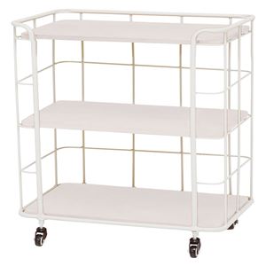 スチールラック/収納棚 【幅60cm ホワイト】 3段 キャスター付き スチール KR-3845WH 『デポシリーズ』 〔リビング〕【代引不可】