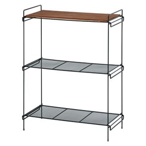 スチールラック/収納棚 【幅52cm ブラック】 3段 スチール パイン集成材 KR-3848BK 『デポシリーズ』 〔リビング〕【代引不可】