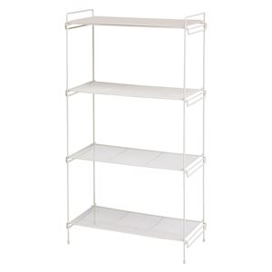 スチールラック/収納棚 【幅52cm ホワイト】 4段 スチール パイン集成材 KR-3849WH 『デポシリーズ』 〔リビング〕【代引不可】