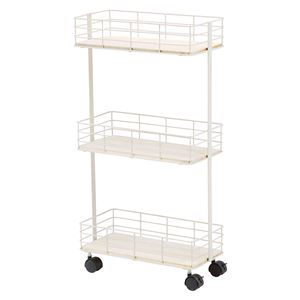 スチールラック/収納棚 【幅40.5cm ホワイト】 3段 キャスター付き スチール KR-3855WH 『デポシリーズ』 〔リビング〕【代引不可】