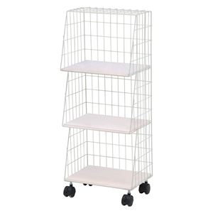 スチールラック/収納棚 【幅30cm ホワイト】 3段 キャスター付き スチール KR-3857WH 『デポシリーズ』 〔リビング〕【代引不可】