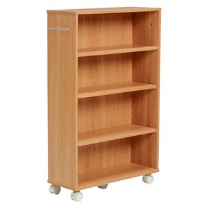 スリム 本棚/ブックラック 【ナチュラル 幅55cm×奥行21cm×高さ88.5cm】 キャスター 取っ手 高さ調節 〔リビング ダイニング〕【代引不可】