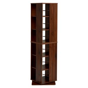 回転式 本棚/ブックラック 【ブラウン 幅39.5cm×奥行39.5cm×高さ137.5cm】 タワー型 省スペース 〔リビング ダイニング〕【代引不可】