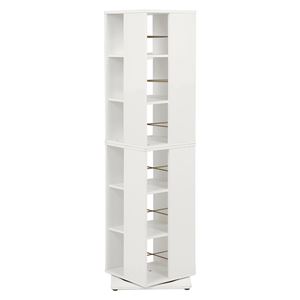 回転式 本棚/ブックラック 【ホワイト 幅39.5cm×奥行39.5cm×高さ137.5cm】 タワー型 省スペース 〔リビング ダイニング〕【代引不可】