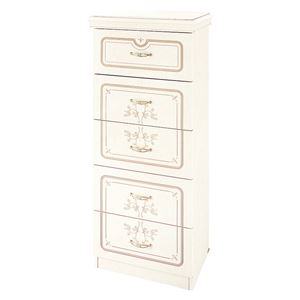 モダン チェスト/タンス 5段 【アイボリー】 約幅54×奥行37×高さ127cm 『フローレンス』 〔寝室 ベッドルーム リビング〕【代引不可】