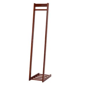 スリム ハンガーラック/コートハンガー 【幅30cm ダークブラウン】 木製 ラバーウッド 収納台付き 〔リビング ベッドルーム〕【代引不可】