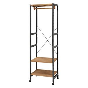 ハンガーラック/コートハンガー 【ダークグレイ×ライトブラウン 幅56×奥行40×高さ176cm】 木製 キャスター付き 組立式【代引不可】