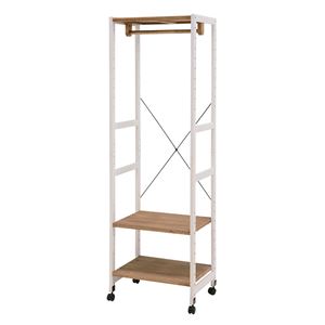 ハンガーラック/衣類収納 【ホワイトウォッシュ×ライトブラウン 幅56×奥行40×高さ176cm】 木製 キャスター付 高さ調節 組立式【代引不可】