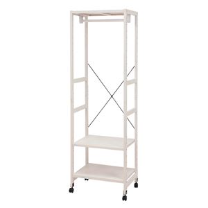 ハンガーラック/コートハンガー 【ホワイトウォッシュ 幅56×奥行40×高さ176cm】 木製 キャスター付き 組立式【代引不可】