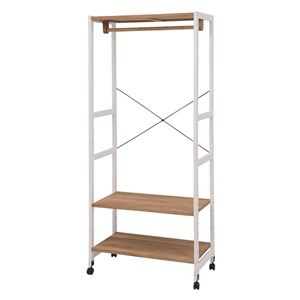 ハンガーラック/衣類収納 【ホワイトウォッシュ×ライトブラウン 幅77×奥行40×高さ176cm】 木製 キャスター付 高さ調節 組立式【代引不可】