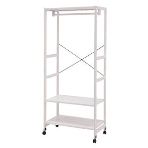 ハンガーラック/コートハンガー 【ホワイトウォッシュ 幅77×奥行40×高さ176cm】 木製 キャスター付き 組立式【代引不可】