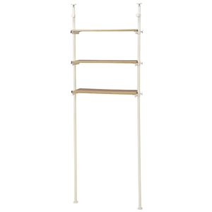 突っ張り 洗濯機ラック/ランドリー収納 【ホワイト 幅70×奥行24×高さ187～264cm】 棚板3枚 スチール 組立式 〔脱衣所 洗面所〕【代引不可】