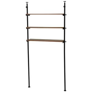 突っ張り 洗濯機ラック/ランドリー収納 【ブラウン 幅90×奥行24×高さ187～264cm】 棚板3枚 スチール 組立式 〔脱衣所 洗面所〕【代引不可】