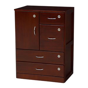 鍵付き 桐製チェスト/タンス 【ブラウン】 幅47×奥行32×高さ64cm 木製 扉マグネット付き 〔寝室 ベッドルーム〕【代引不可】