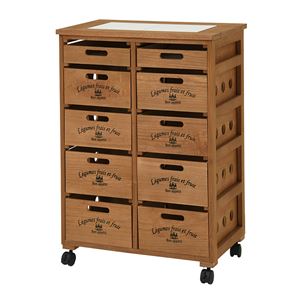 桐製 キッチンストッカー/リビング収納 【幅56×奥行35×高さ79cm】 木製 キャスター 引き出し付き 〔台所 ダイニング〕【代引不可】
