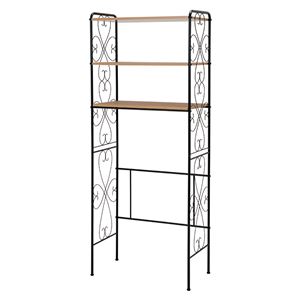 洗濯機ラック/ランドリー収納 【ブラウン】 幅75×奥行38×高さ182.5cm スチール 棚板 アジャスター付 組立式 〔脱衣所 洗面所〕【代引不可】