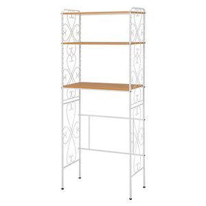 洗濯機ラック/ランドリー収納 【ホワイト】 幅75×奥行38×高さ182.5cm スチール 棚板 アジャスター付 組立式 〔脱衣所 洗面所〕【代引不可】