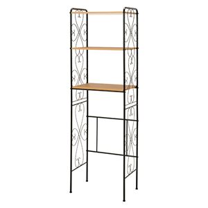 冷蔵庫ラック/キッチン収納 【ブラウン】 幅58×奥行38×高さ182.5cm スチール アジャスター付き 組立式 〔台所〕【代引不可】