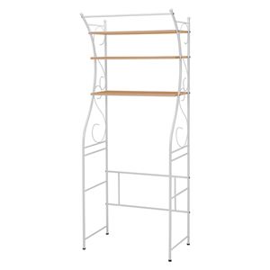 洗濯機ラック/ランドリー収納 【ナチュラル×ホワイトウォッシュ】 幅75cm スチール 棚板 アジャスター付 組立式 〔脱衣所〕【代引不可】