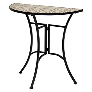 ガーデンテーブル 【約幅70×奥行35×高さ70】 スチール製 タイル付き天板 組立式 〔ガーデニング 園芸〕【代引不可】