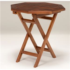 木製ガーデンテーブル/アウトドアテーブル 【八角形/幅70cm】 折りたたみ式 チーク材使用 木目調  - 拡大画像