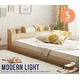 ライト付きローベッド/フロアベッド 【シングル/ベッドフレームのみ】 ナチュラル 照明/コンセント/宮付き - 縮小画像1