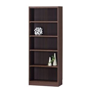 フリーラック/収納棚 【ダークブラウン】 幅590×奥行290×高さ1500mm 移動棚付き 組立式 『タナリオ』 〔リビング〕【代引不可】