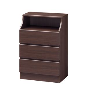 北欧風 チェスト/収納棚 【ダークブラウン】 幅60cm 引き出し スライドレール付 組立式 CSC-9060HDK 『チェスカ』 〔リビング〕【代引不可】