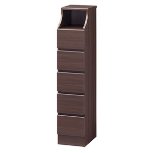 北欧風 チェスト/収納棚 【ダークブラウン】 幅28cm 引き出し スライドレール付 組立式 CSC-1328HDK 『チェスカ』 〔リビング〕【代引不可】