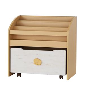 子供用 おもちゃ絵本ラック/玩具収納 【ナチュラル】 幅733×奥行391×高さ696mm キャスター付き 『ランドキッズ』【代引不可】