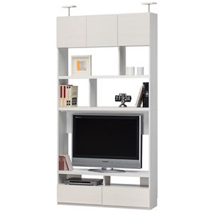 シンプルモダン 壁面テレビボード/テレビ台 【ホワイト】 幅120cm 日本製 棚板 扉付き 『リビュアル』 〔リビング〕【代引不可】