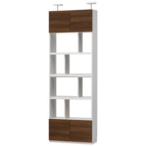 シンプルモダン 壁面キャビネット/収納棚 【ダークブラウン】 幅80cm 日本製 棚板 扉付き 『リビュアル』 〔リビング〕【代引不可】