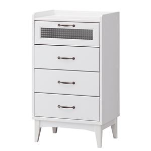 チェスト/収納棚 【ホワイト】 幅566mm ガラス扉 引き出し 脚付き 『レトロア』 〔リビング ダイニング〕【代引不可】