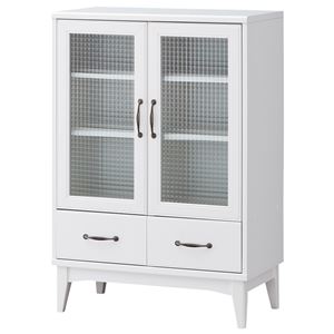 キャビネット/収納棚 【ホワイト 幅754mm】 移動棚 扉付き 脚付き 『レトロア』 〔リビング ダイニング〕【代引不可】