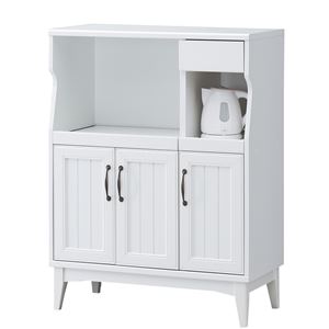 カウンターボード/キッチン収納 【ホワイト】 幅830mm 2口・1口コンセント付き 脚付き 扉収納 移動棚付き 『レトロア』 〔台所〕【代引不可】