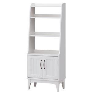 ラック付き キャビネット 【ホワイト】 幅566×奥行297×高さ1390mm 移動棚 扉付 脚付き 『レトロア』 〔リビング ダイニング〕【代引不可】