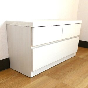 頑丈薄型チェスト/座れる収納ベンチ【2段 幅75cm ホワイト木目調】 奥行30cm 日本製 『ウスピッタ』【完成品】