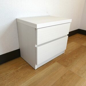 頑丈薄型チェスト/座れる収納ベンチ【2段 幅45cm ホワイト木目調】 奥行30cm 日本製 『ウスピッタ』【完成品】