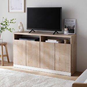 サイドボード ハイタイプ テレビ台 約幅120cm ナチュラル 日本製 木製 薄型 扉収納 可動棚 棚付 リビングボード 完成品
