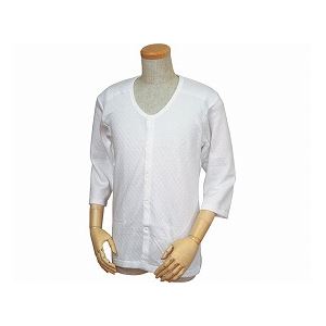 ウエル 紳士用 キルト八分袖前開きシャツ(ワンタッチテープ式) /W460 LL 白 商品写真