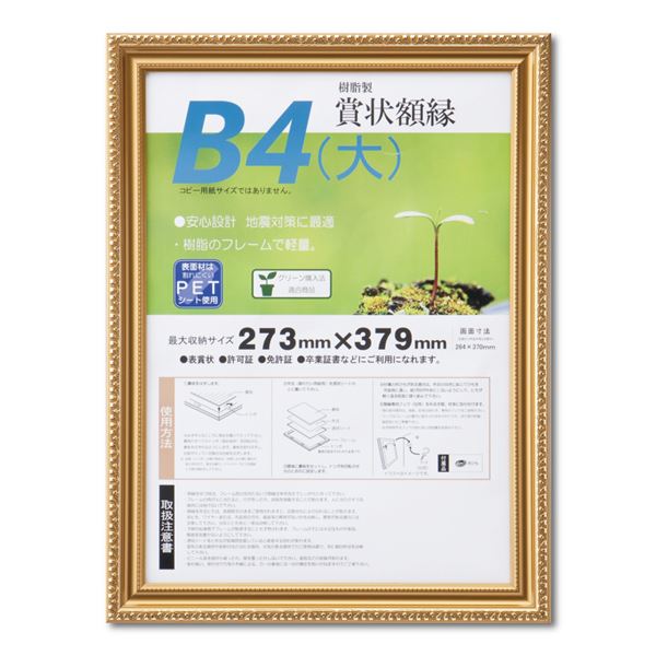 樹脂製 金色賞状額 金消‐R SP B4（大） 収納寸法：273×379mm