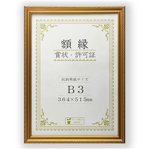 樹脂製 金色賞状額 金消 R 箱入 B3 収納寸法：364×515mm 賞状 額 表彰状 卒業証書 免許書 許可証 額縁 フレーム