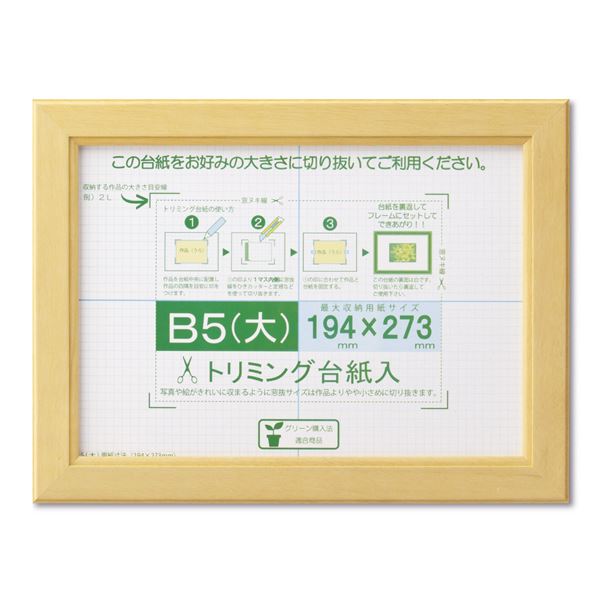 賞状額 絵画額 ポスター額 コピー用紙 トリミング用紙付き SP B5（大） 収納寸法：194×273mm ナチュラル 