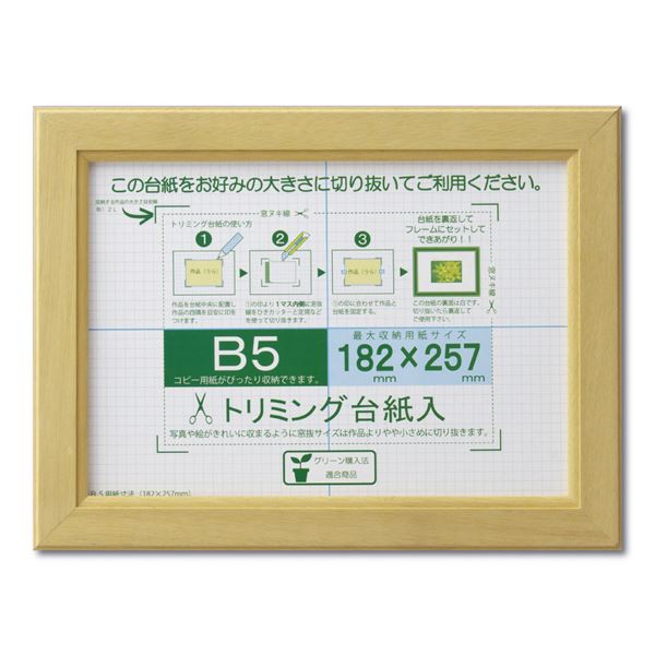 賞状額 絵画額 ポスター額 コピー用紙 トリミング用紙付き SP B5 収納寸法：182×257mm ナチュラル 